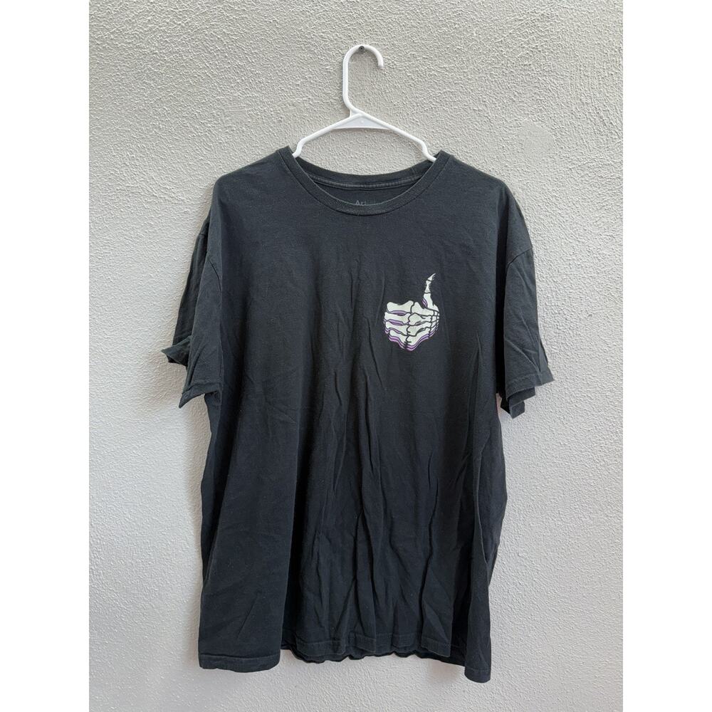 Artist Union Clothing T-Shirt Size XL Black Short Sleeve Skeleton Thumbs Up